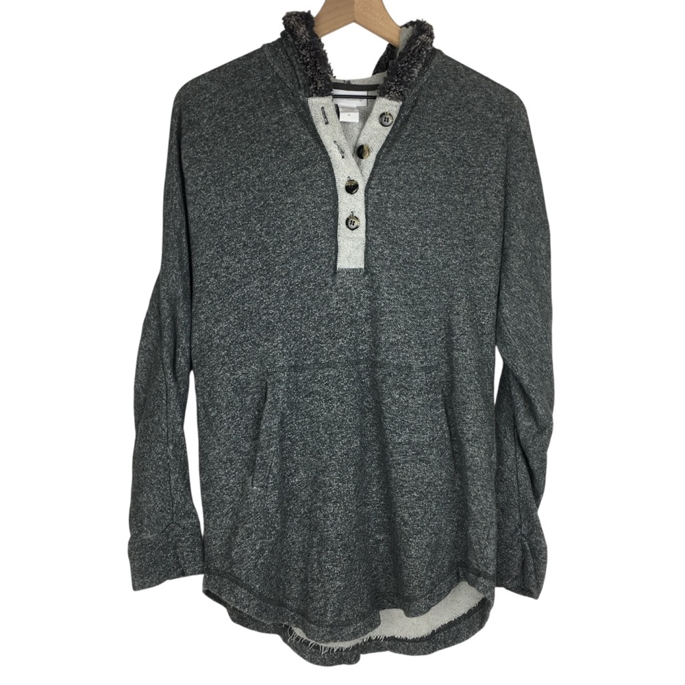 SOFT SURROUNDINGS Cozy Sweatshirt Cabin Cuddle Up French Terry Faux Fur Hood XS